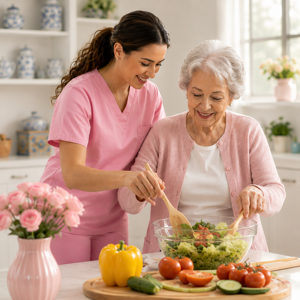 Cozy kitchen teamwork with a smile